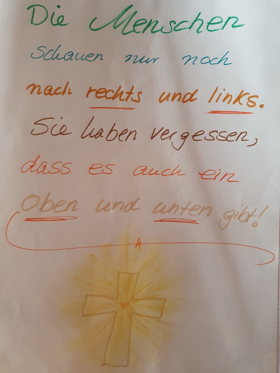 Die Menschen schauen nur noch nach rechts und links. Sie haben vergessen, dass es auch ein oben und unten gibt!